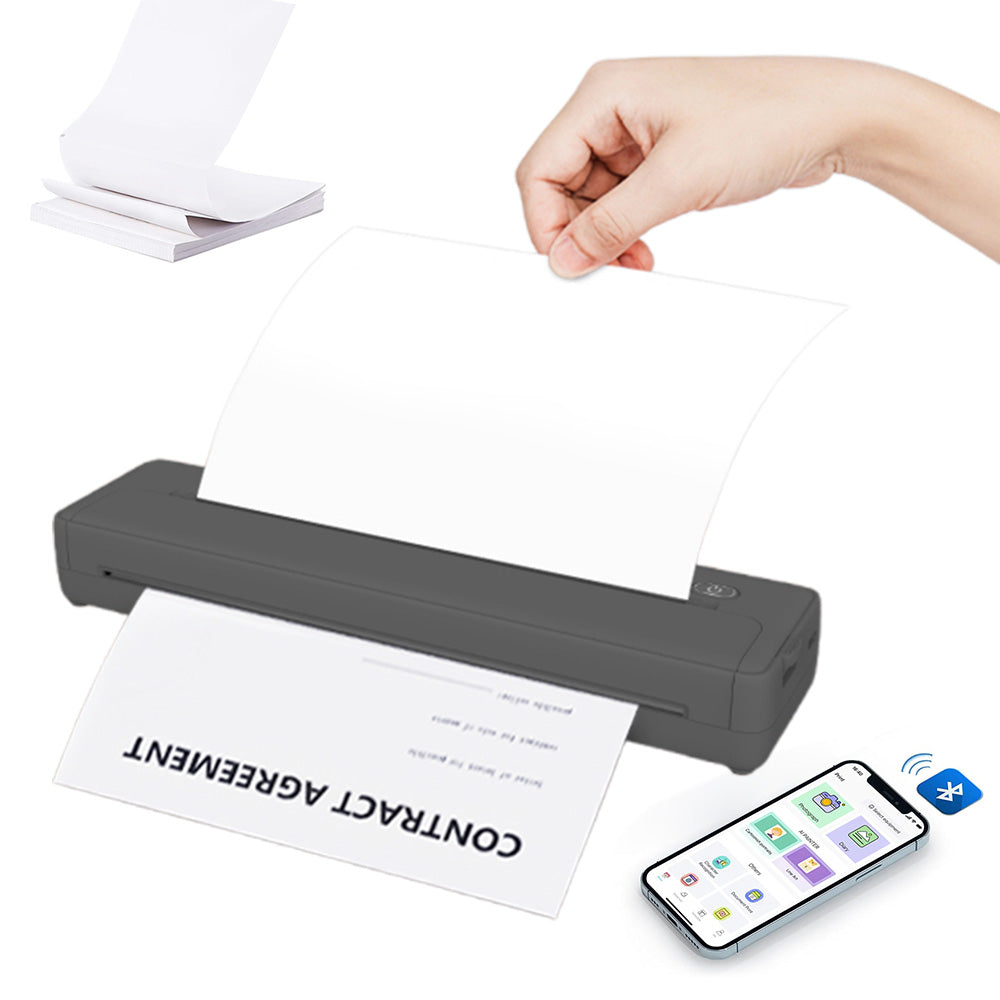 Wireless Bluetooth Portable A4 Thermal Mobile Printer with 100Pcs Thermal Paper