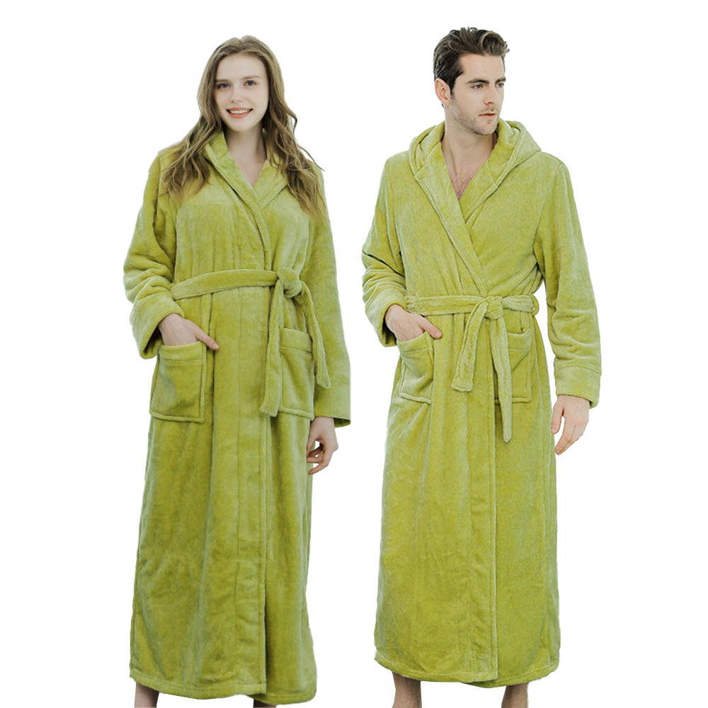 Winter Long Flannel Hooded Bath Robe