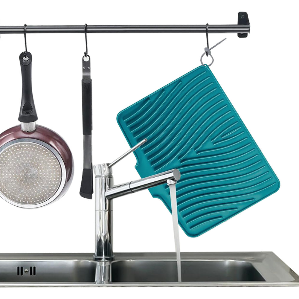Silicone Dish Drying Mat with Foldable Drain Design
