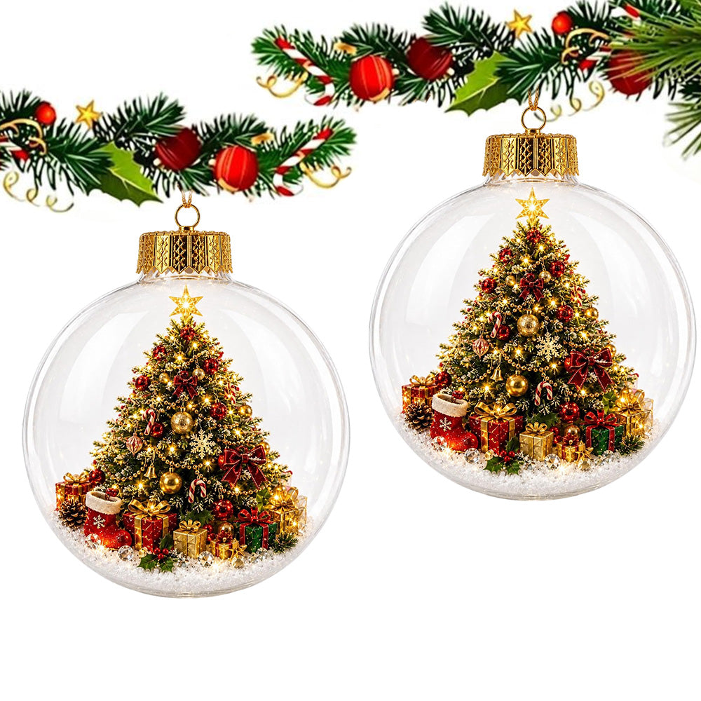 2 Pack 8cm Clear Plastic Fillable Christmas Ball Ornaments