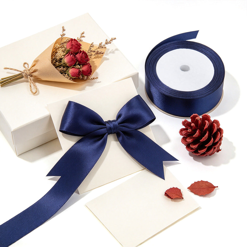 22m Double Sided Polyester Satin Ribbon for Christmas Gift Wrapping