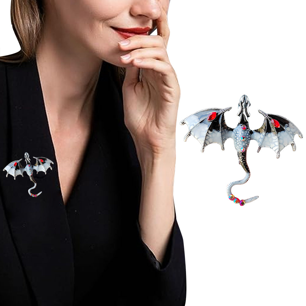 2Pcs Flying Dragon Brooch Pin Vintage Punk Flying Dragon Brooch