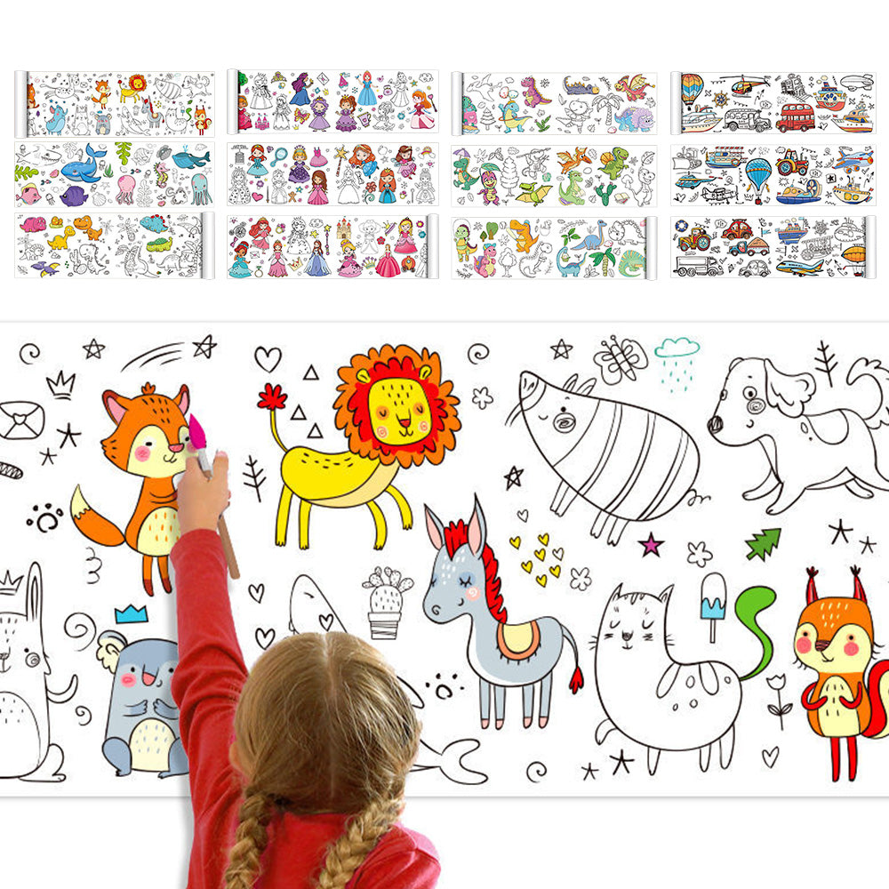 4 Large Coloring Paper Scroll Rolls Drawing Set 30x300cm for Little Ones