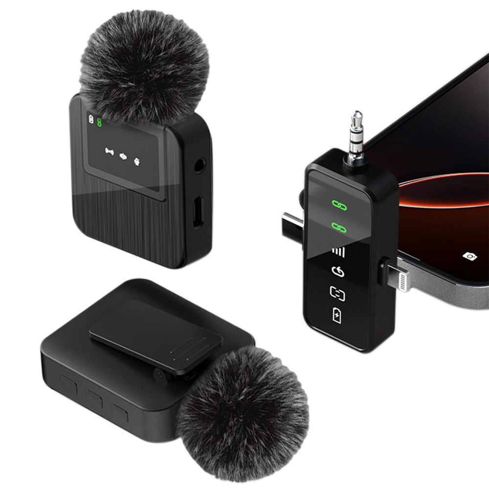 3-in-1 Mini Microphone for iPhone Android Camera Wireless Lavalier Microphone