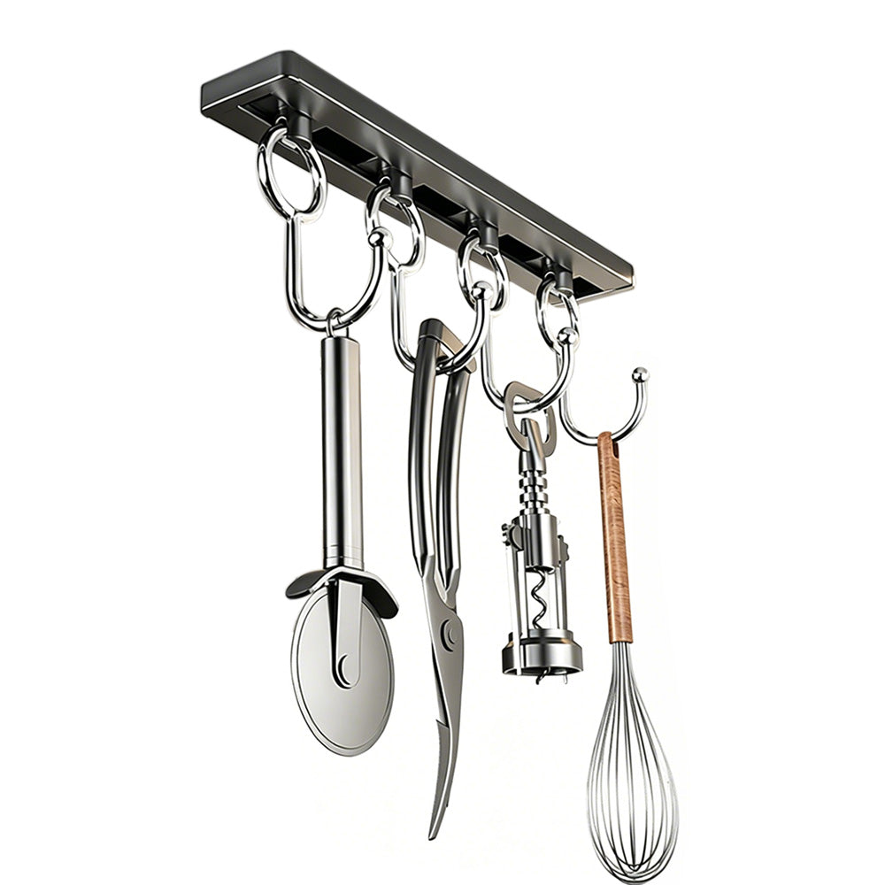 Stainless Steel Wall Mounted Kitchen Hooks Rack No Drill Utensil Organizer