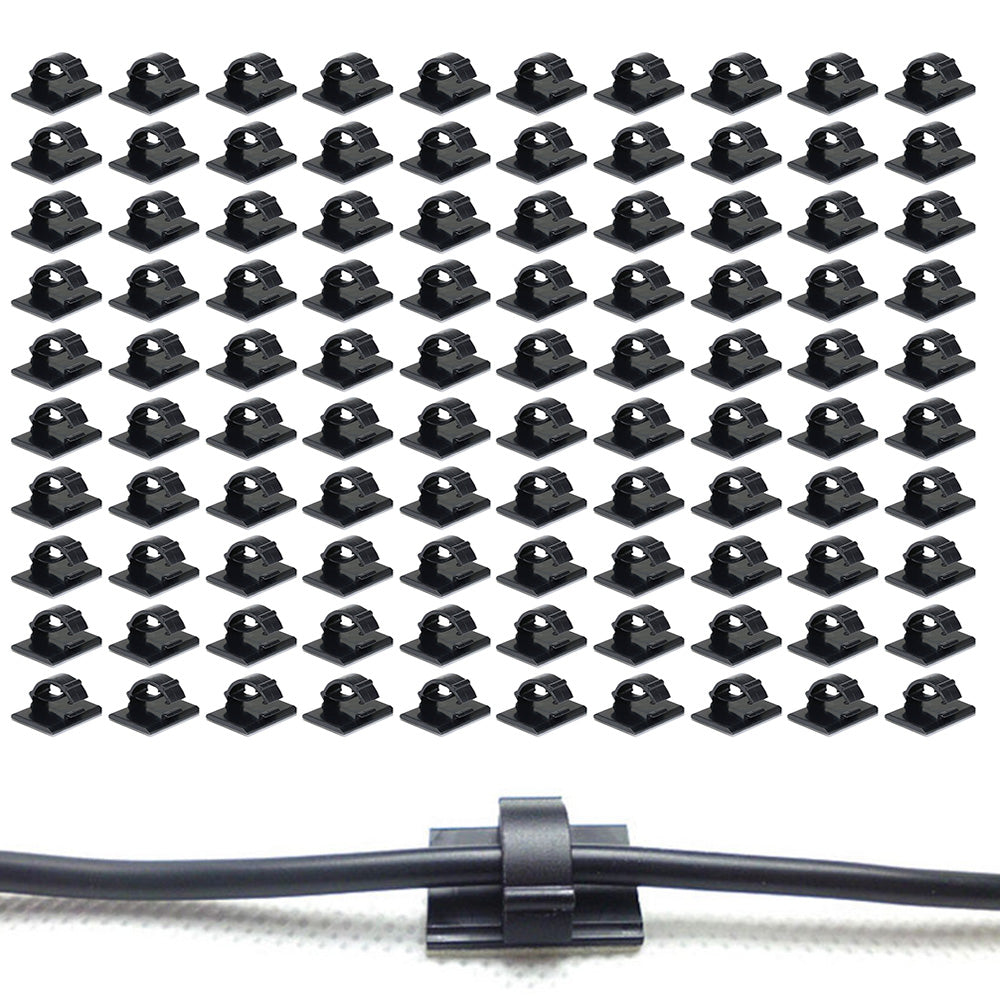 100 Pack Self Adhesive Cable Tie Clips for Desks and Walls