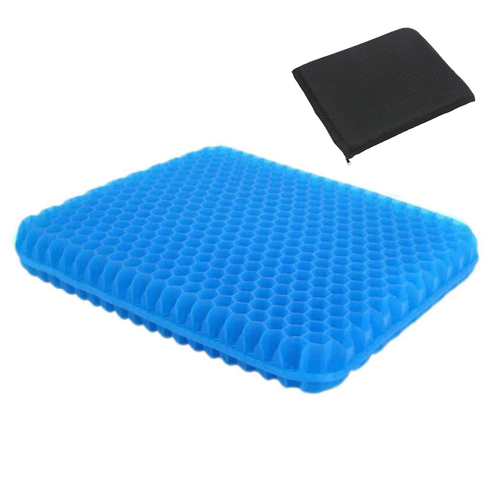 42x36x6cm Blue Honeycomb Gel Seat Cushion with Removable Cover