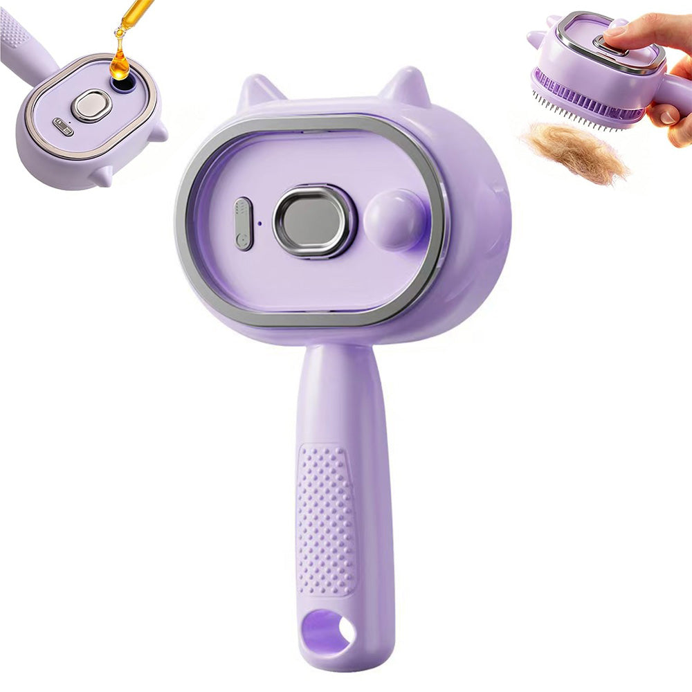 Electric Spray Hair Brush with Cat Ear Design and One Click Cleaning