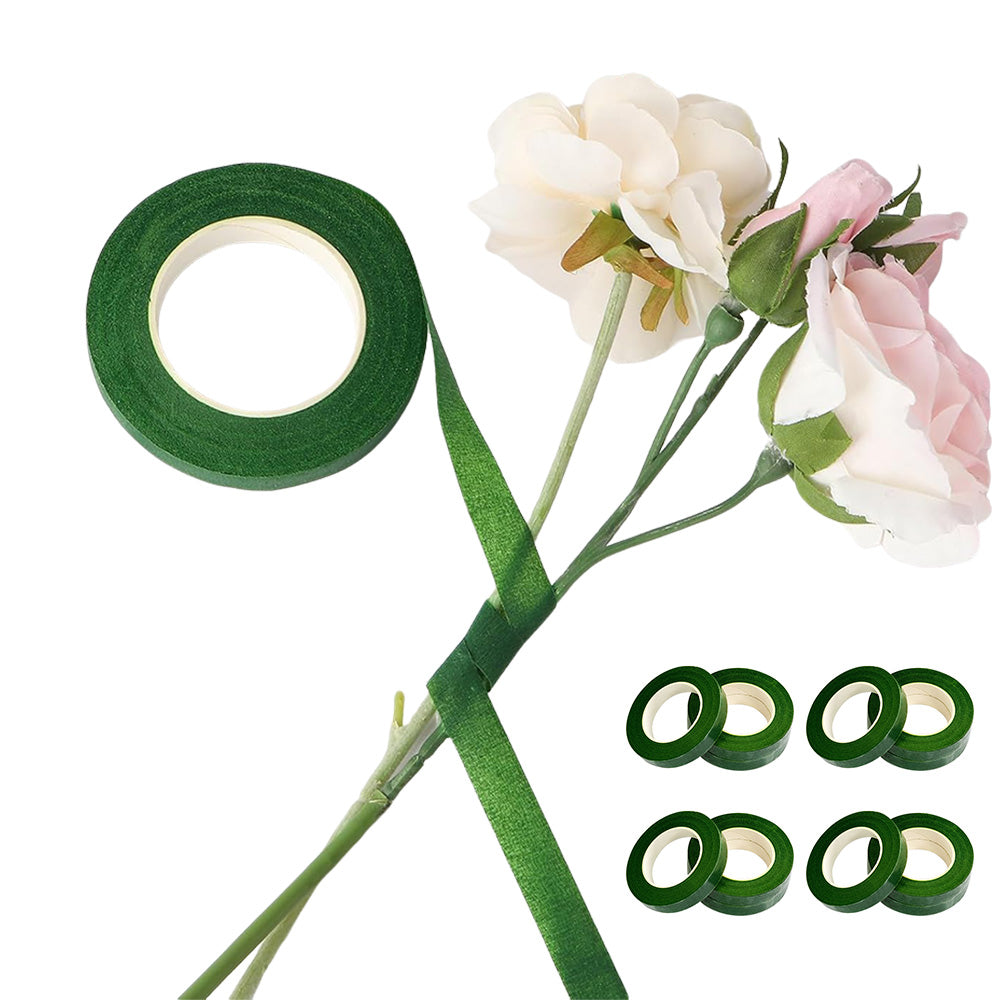 12 Pcs Green Crepe Paper Floral Tape for Bouquet Stem Wrapping and Crafts