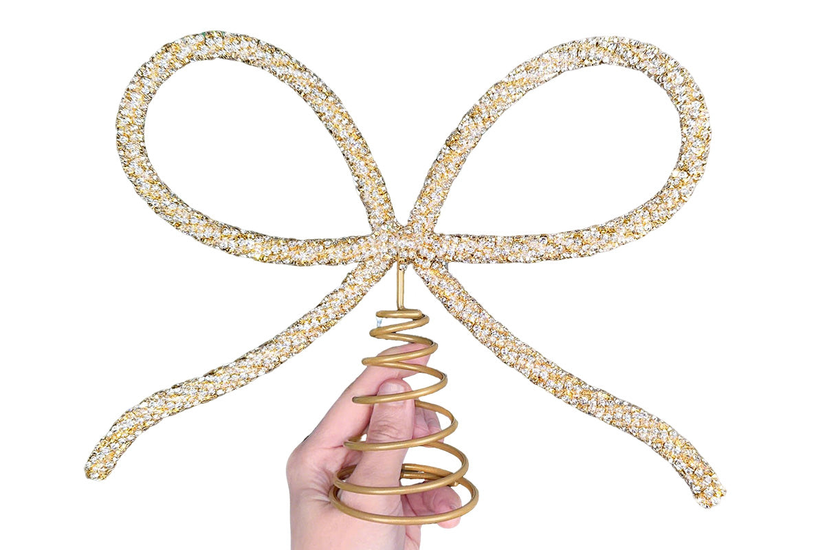 Sparkling Christmas Tree Top Bow for Holiday Decoration