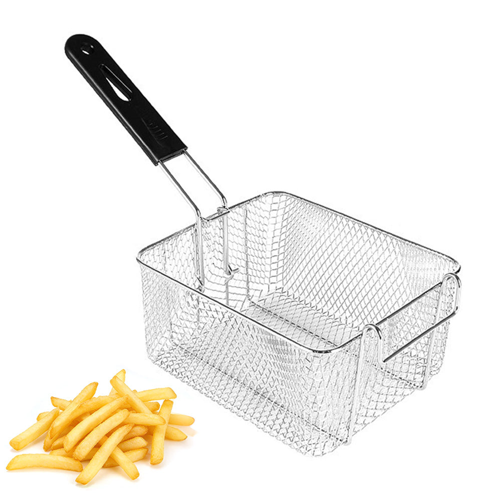 Stainless Steel Deep Fryer Basket with Removable Handle and Hanging Design