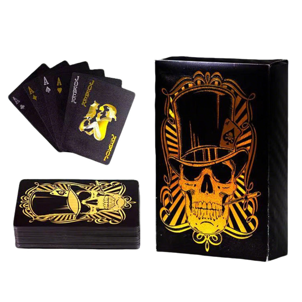 Waterproof Playing Cards PVC Plastic Poker Deck Black & Gold Skull Design