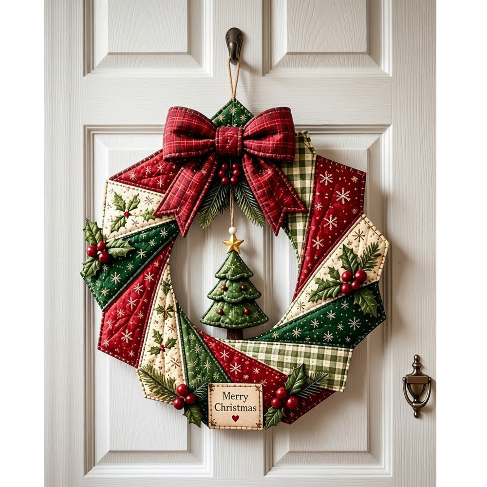 Christmas Quilted Wreath DIY Sewing Kit with Precut Fabric for Door Decor