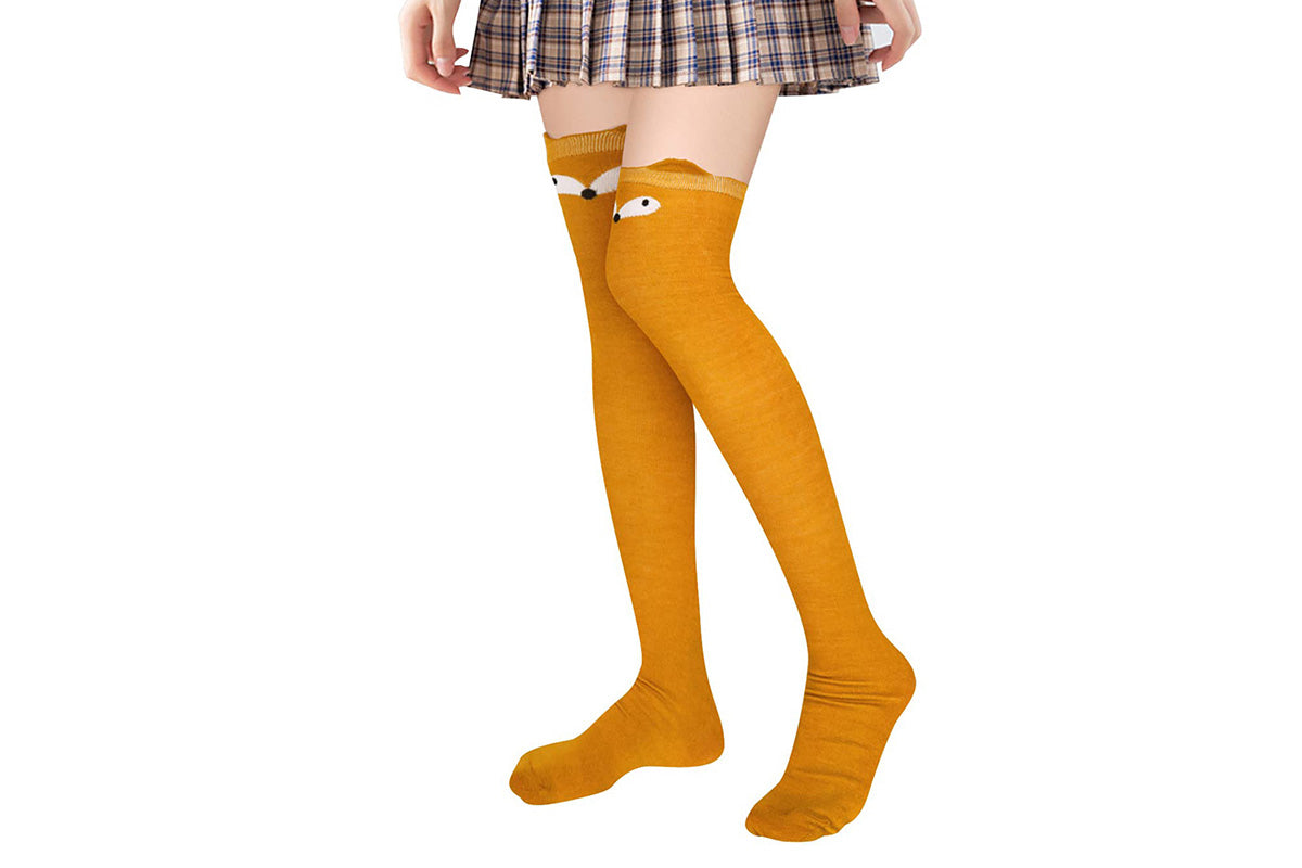 Women Lady Thigh High Stockings Warm Over Knee Socks Cat Design Long Socks