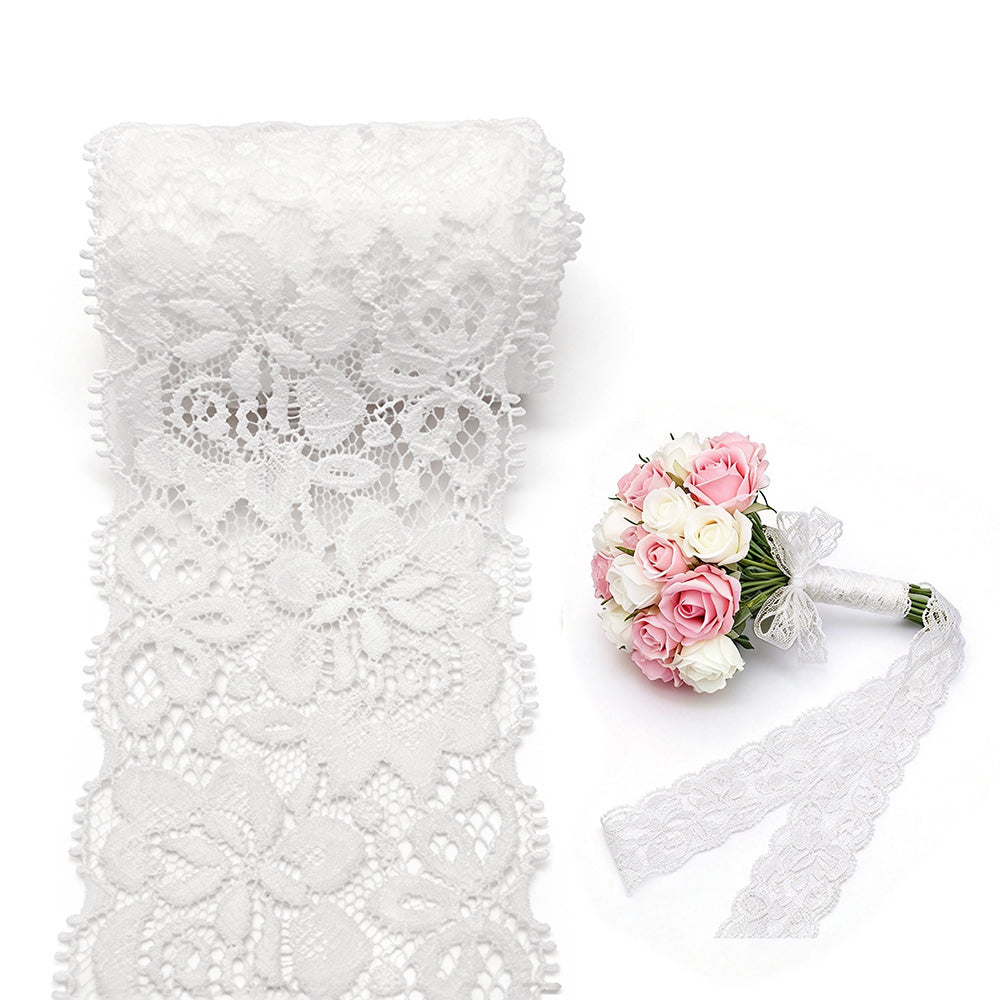 Elastic Floral Lace Trim Stretch Ribbon for Sewing and DIY Crafts