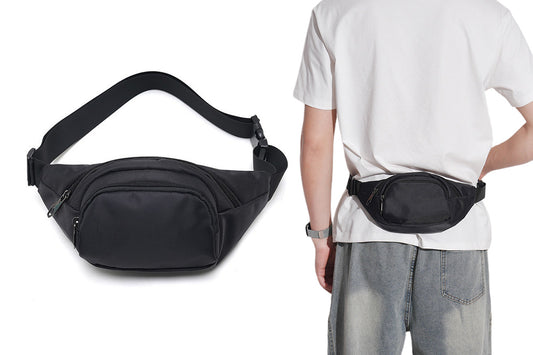 Waist Bag With 3 Zipper Pockets Crossbody Bag Unisex Large Fanny Pack For Travel Holiday