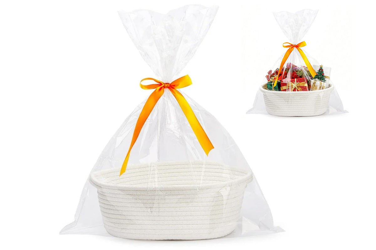 Gift Basket With Gift Bag And Ribbons Woven Storage Basket With Handle