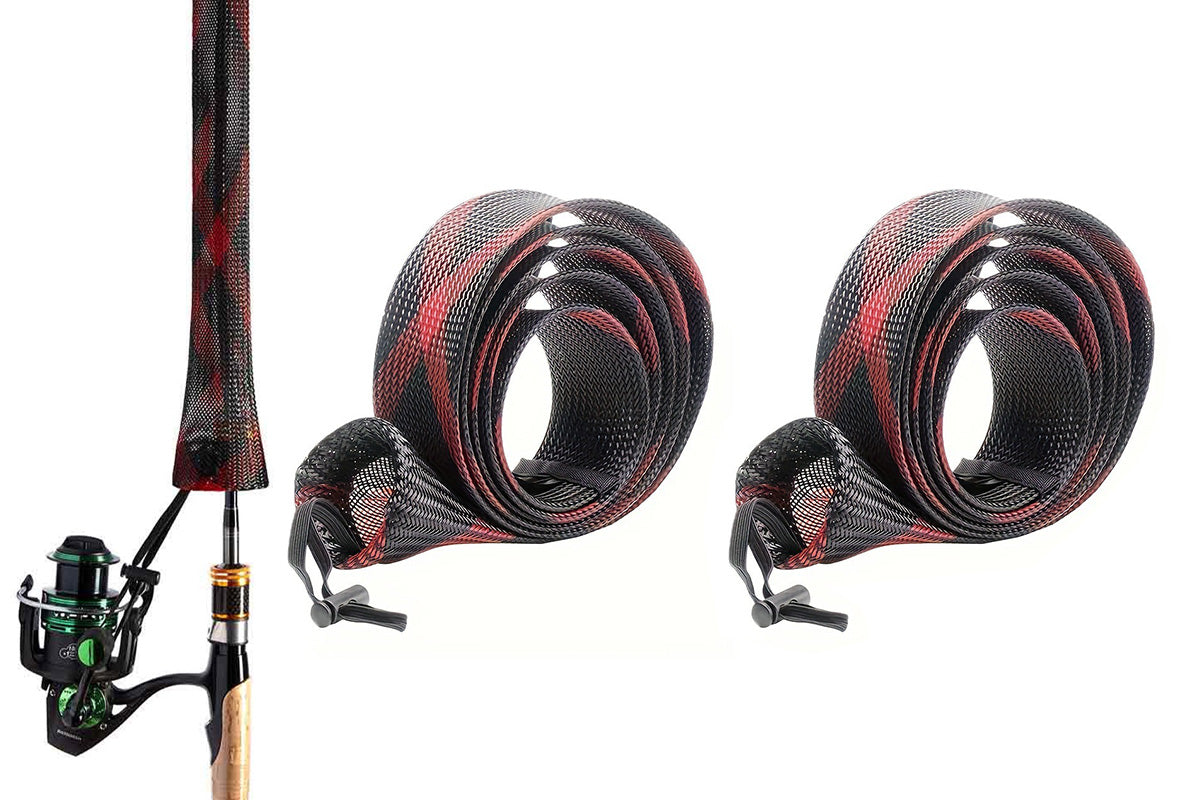 2Pcs Fishing Rod Socks with Elastic Strap Fishing Rod Sleeve for Baitcasting