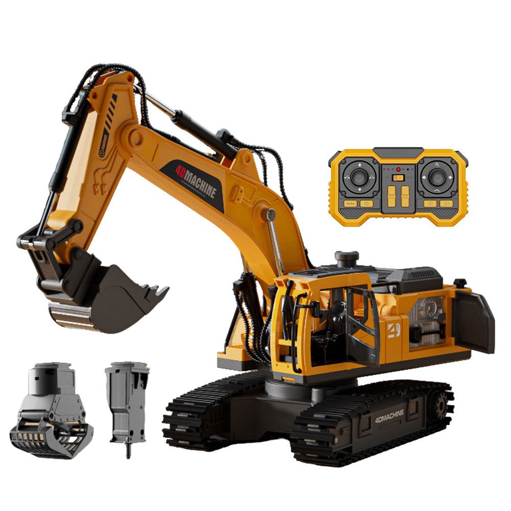3-in-1 RC Excavator Toy 2.4G Remote Control Digger with 3 Work Heads