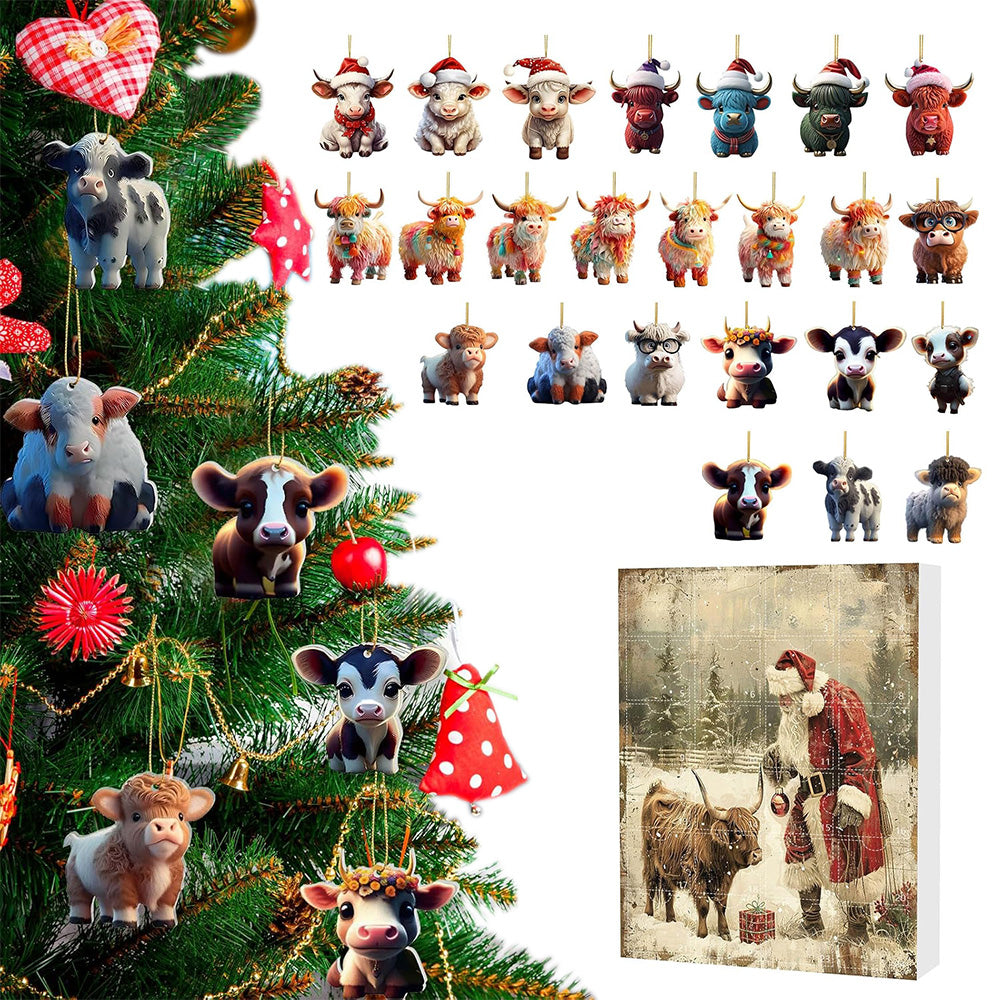 Christmas 24 Days Calendar Blind Box Collectible Christmas Funny Dog/Cow Set