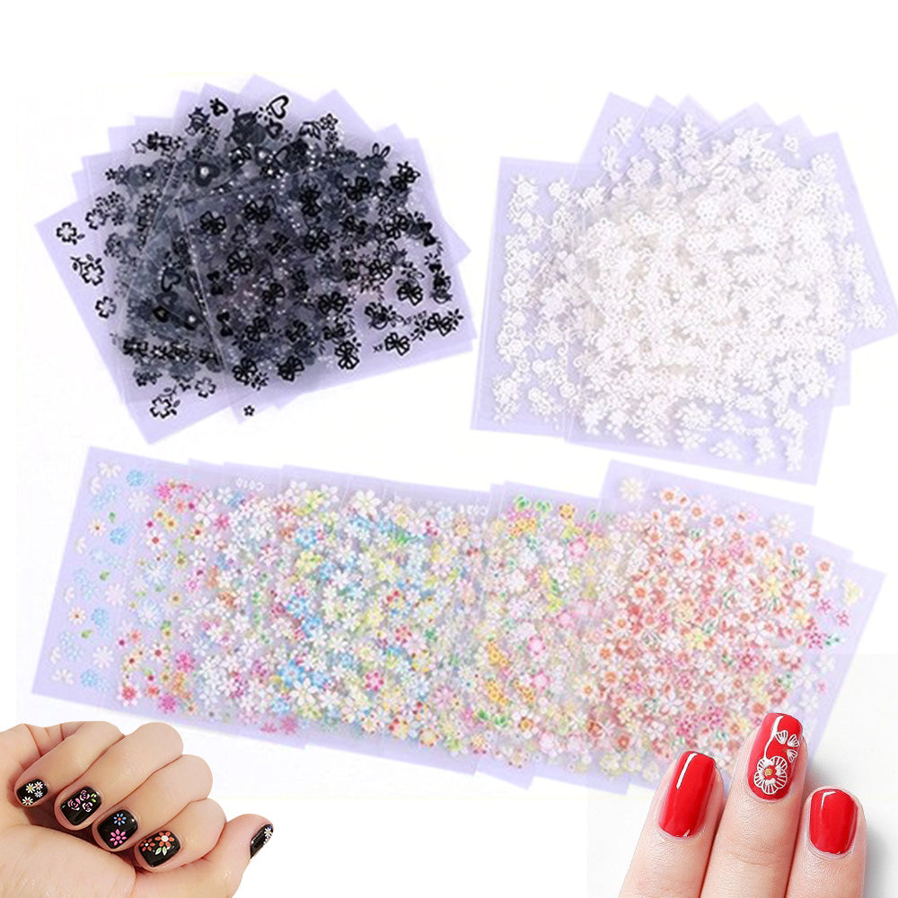 3D Floral Self Adhesive Nail Stickers for DIY Nail Art Decoration