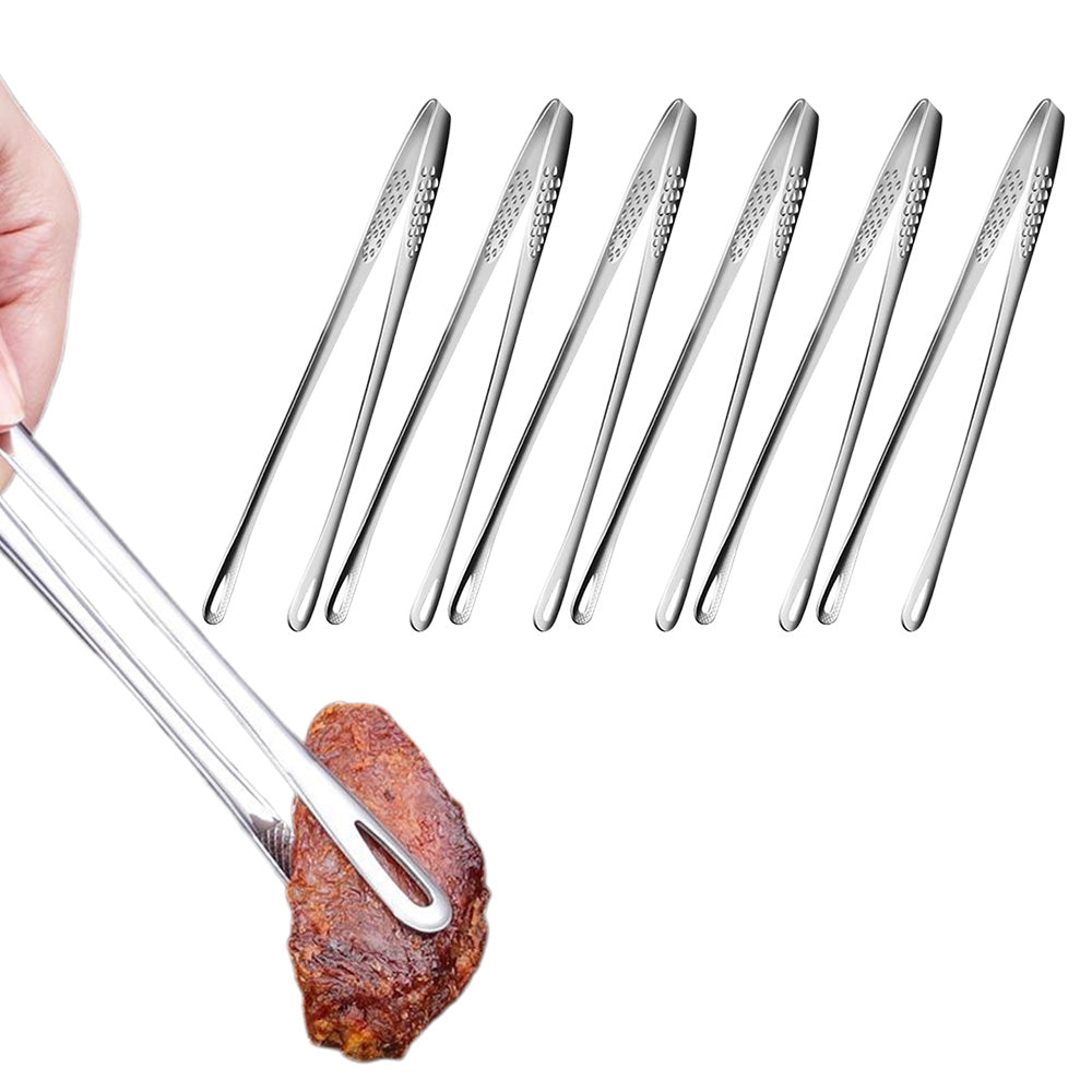 6 Stainless Steel Long Handle Food Tongs Grill Tweezers