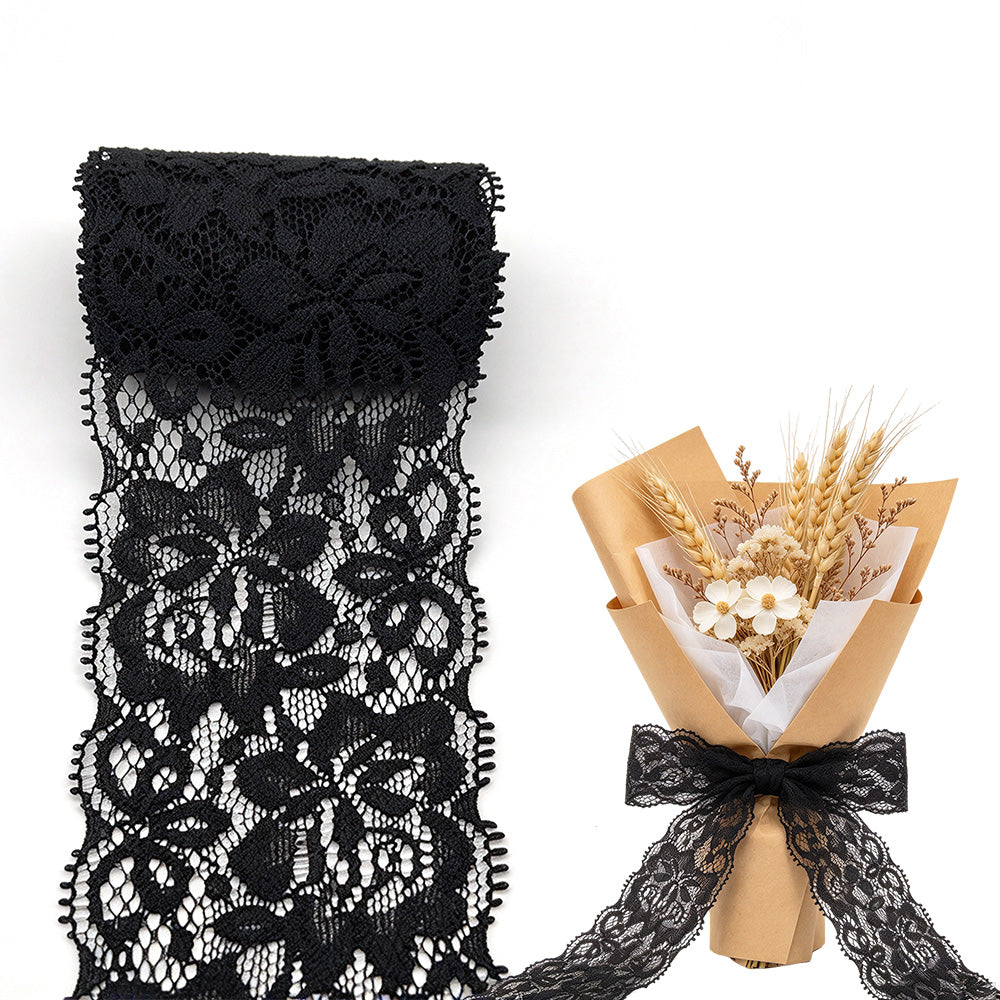 Elastic Floral Lace Trim Stretch Ribbon for Sewing and DIY Crafts