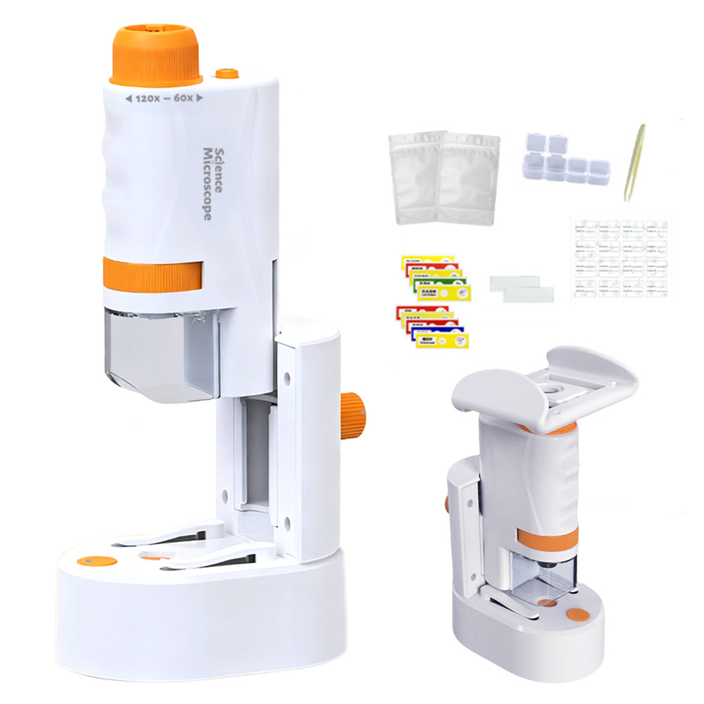 60X - 120X Portable Handheld Microscope Mini STEM Science Toy with LED Light