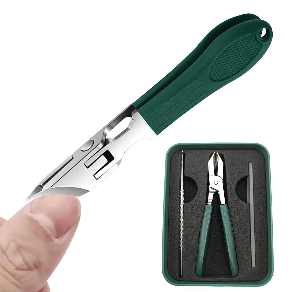 3 Piece Slanted Nail Clipper Set with File and Cleaner Tool
