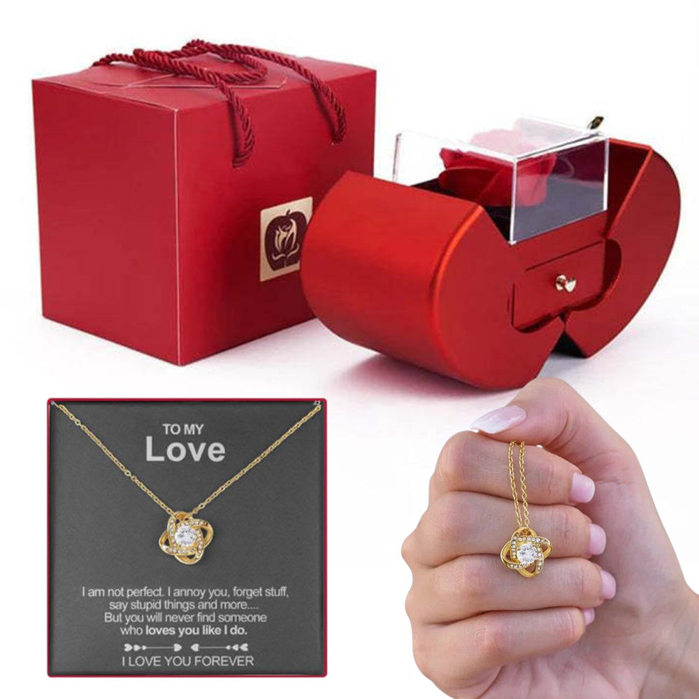 Eternal Preserved Rose Gift Box With Elegant Necklace for Mom Girlfriend Wife