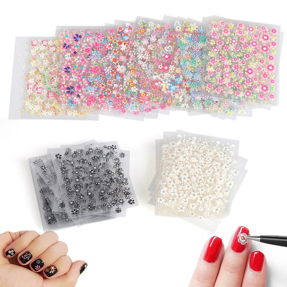 3D Floral Self Adhesive Nail Stickers for DIY Nail Art Decoration