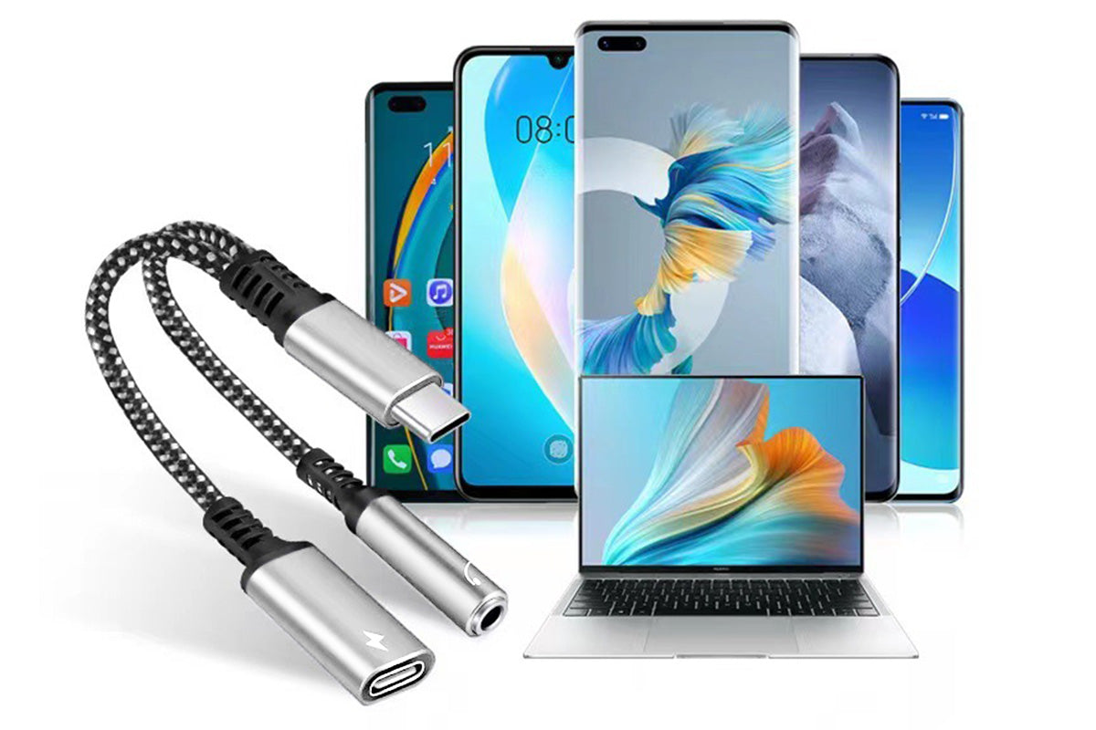 2-in-1 Type-C Audio and Charging Adapter for USB-C Devices with 30W Fast Charge