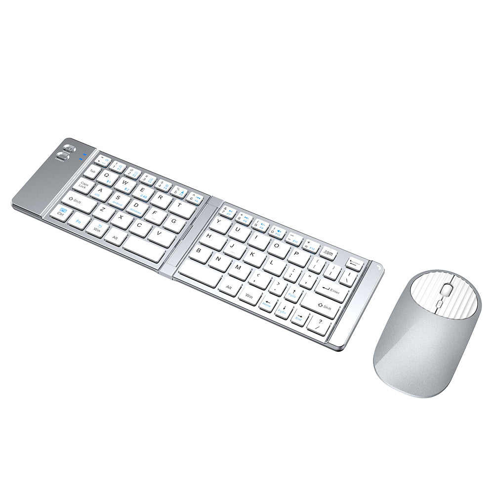 Foldable Wireless Keyboard Mouse Set Tri-Mode Bluetooth 2.4G Rechargeable