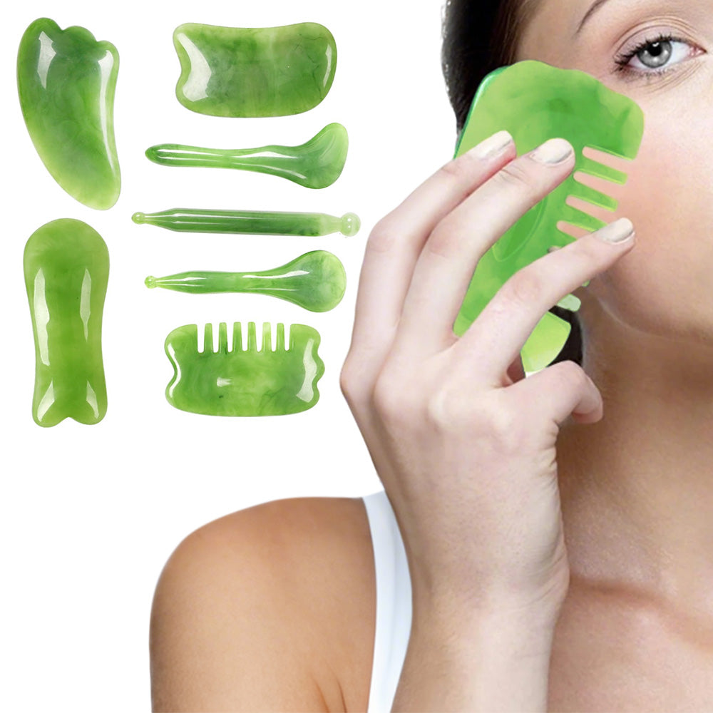 7 Piece Guasha Body Scraping Facial Face Thin Gua Sha Board Massager Tool Set