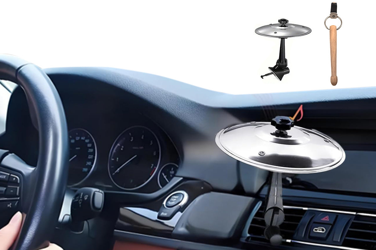 Car Air Vent Mini Drum Cymbal Set with Drum Stick Musical Gadget for Drummers