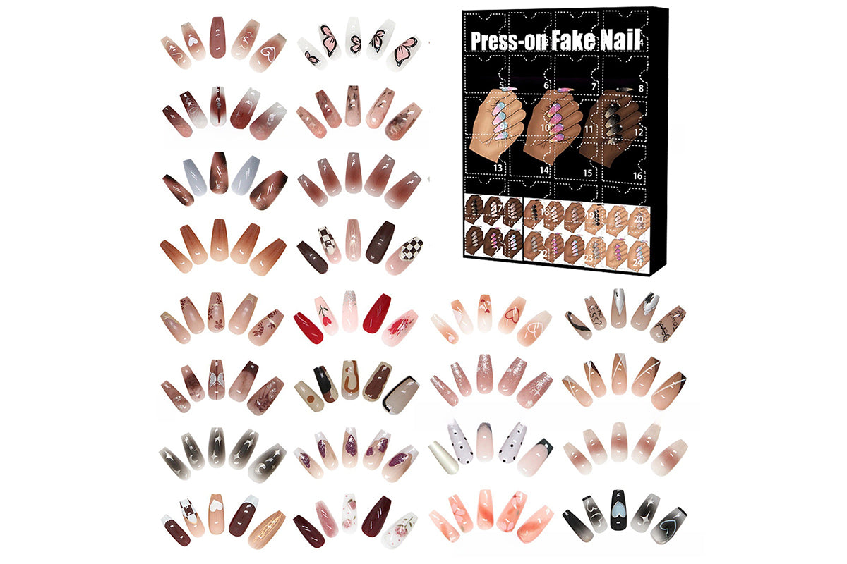12 Days Christmas Countdown Calendar Nail Set 2025 Advent Holiday Fake Press On Nails
