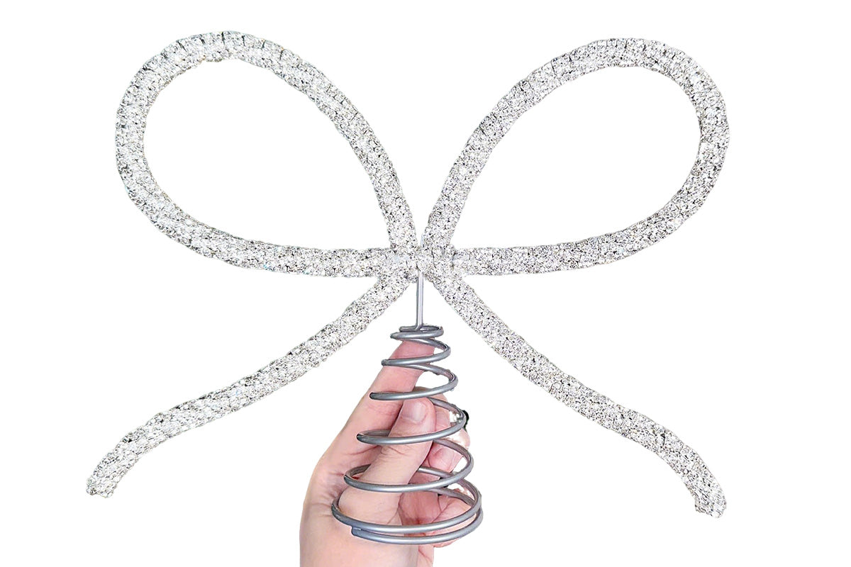 Sparkling Christmas Tree Top Bow for Holiday Decoration