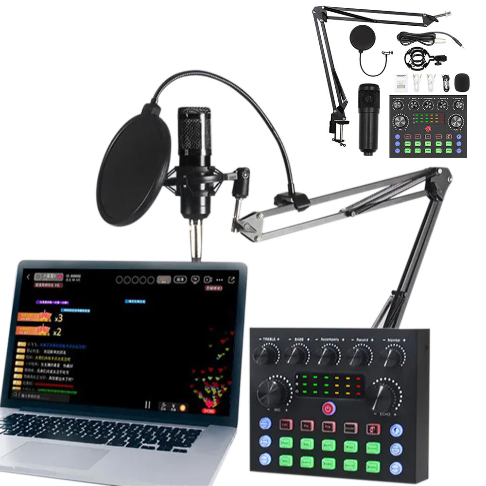 Recording Condenser Microphone Kit with Sound Card for Streaming YouTube TikTok