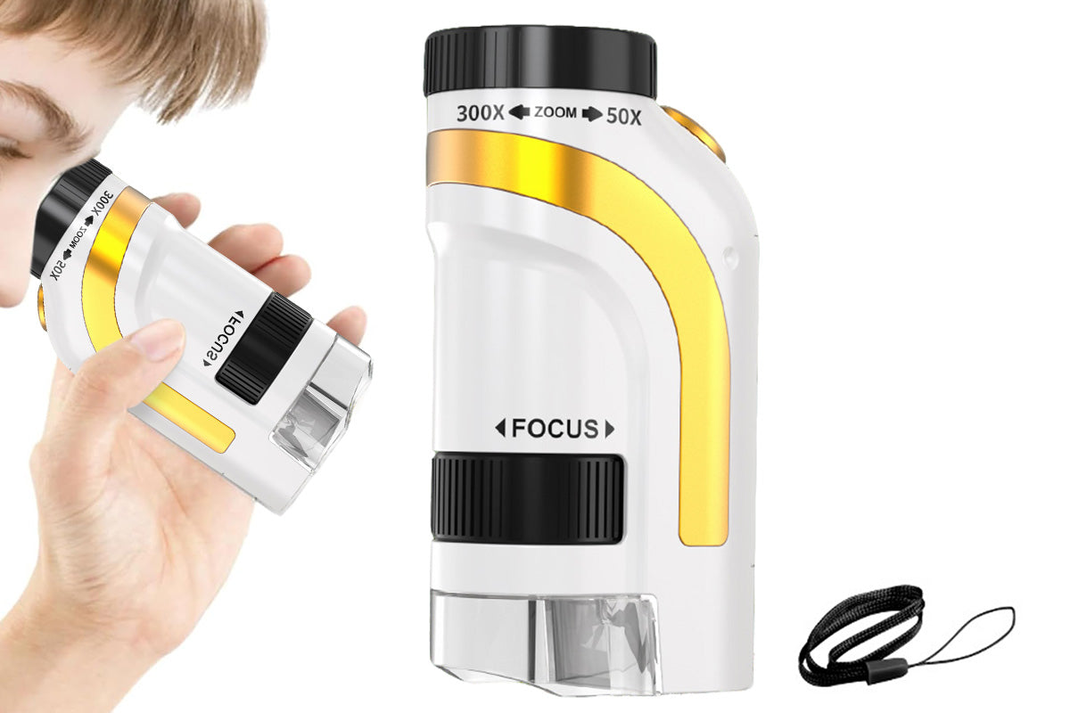 50X-300X Handheld Microscope with LED Lights Portable Pocket Zoom