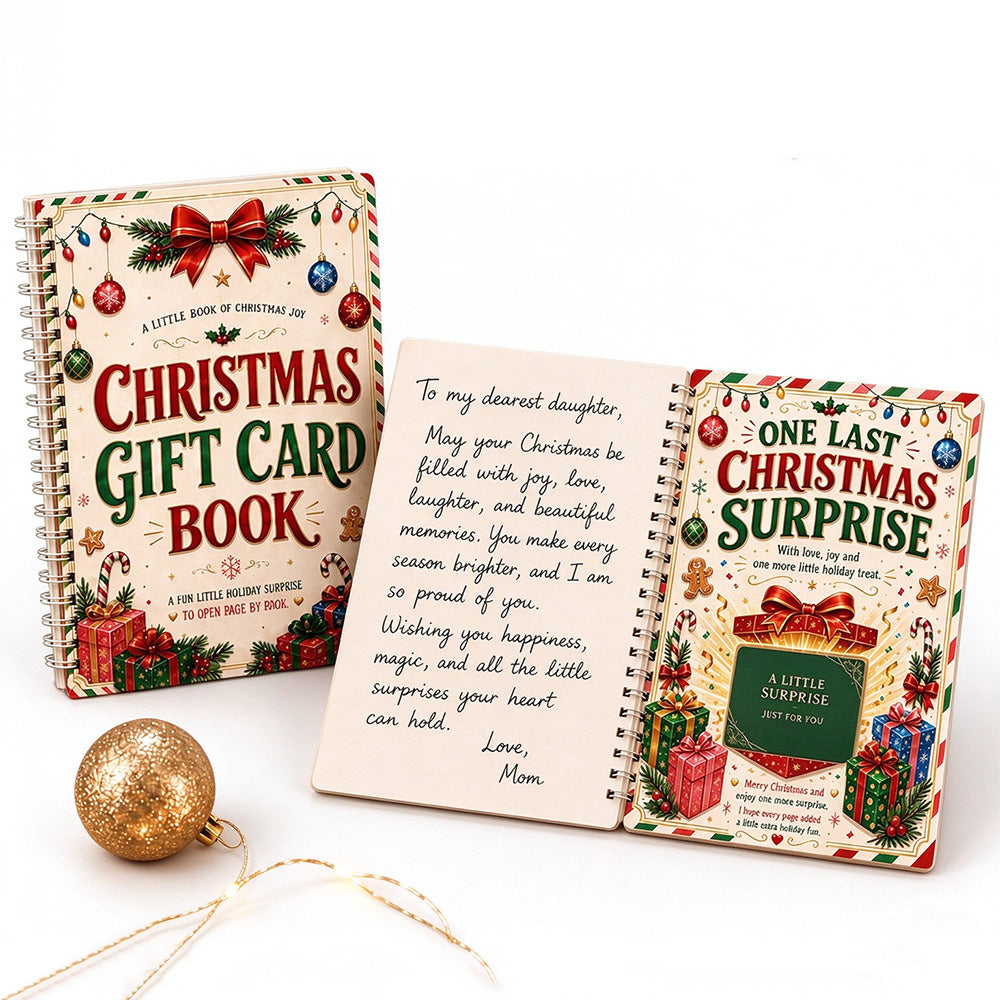 DIY Christmas Gift Card Book with Spiral Binding and Handwritten Notes