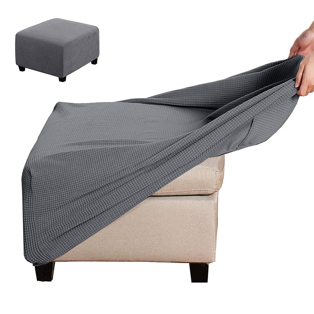 Elastic Jacquard Footrest Cover with Textured Stripes and Elastic Strap-Dark Grey