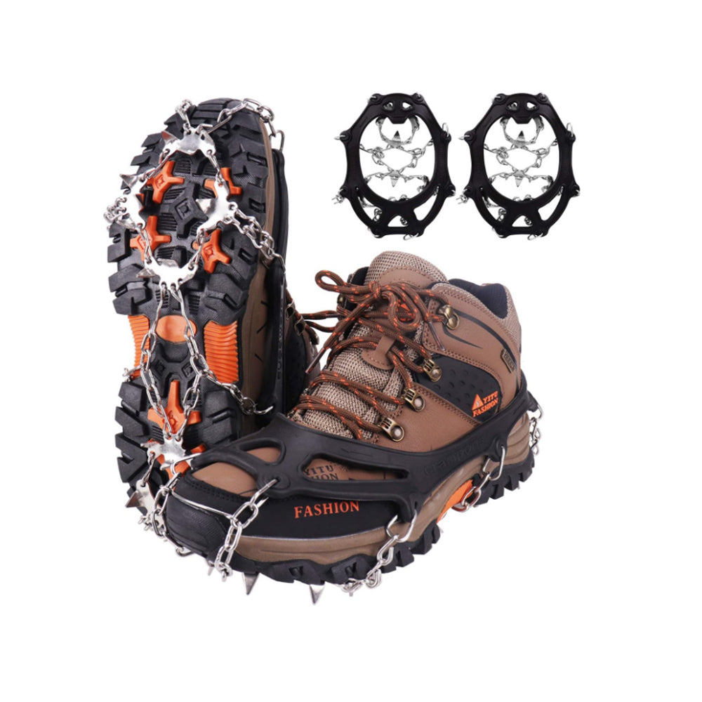 2X Ice Snow Grips for Shoes Traction Cleats with 10 Stainless Steel Spikes