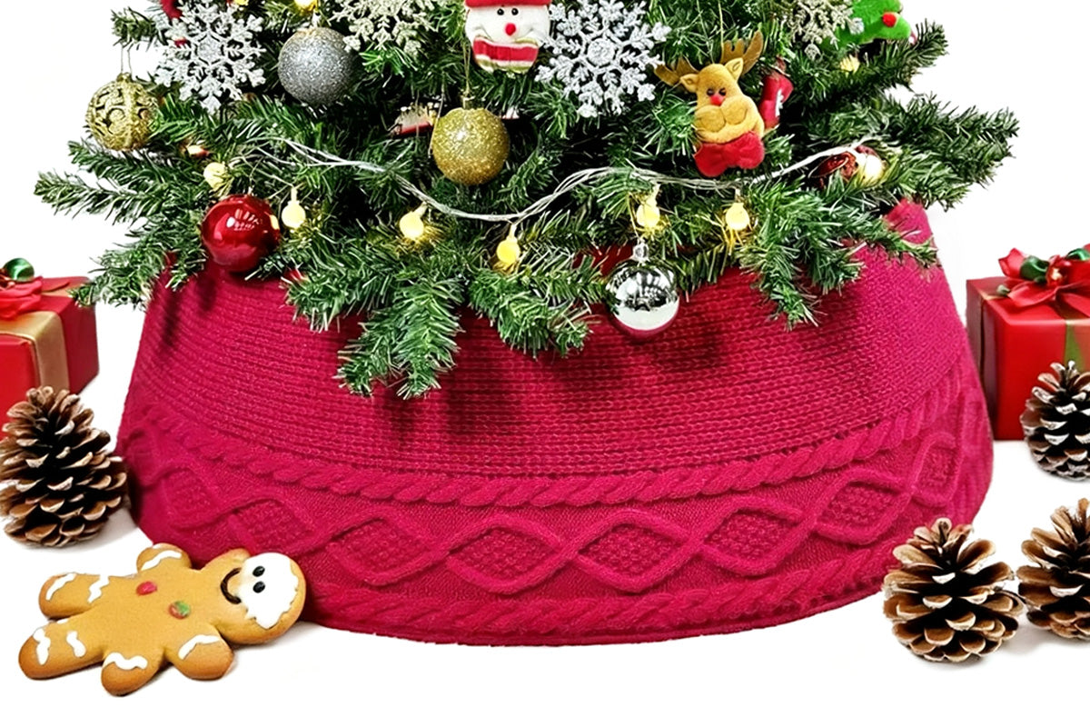 Knitted Christmas Tree Chunky Cable Knit Christmas Tree Skirt for Artificial Trees