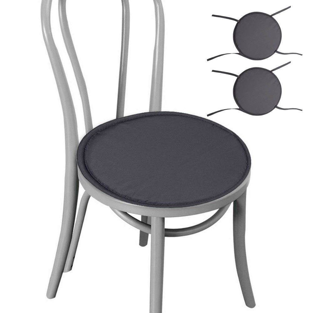 2Pcs Round Sponge Chair Cushions with Ties for Stools-Grey