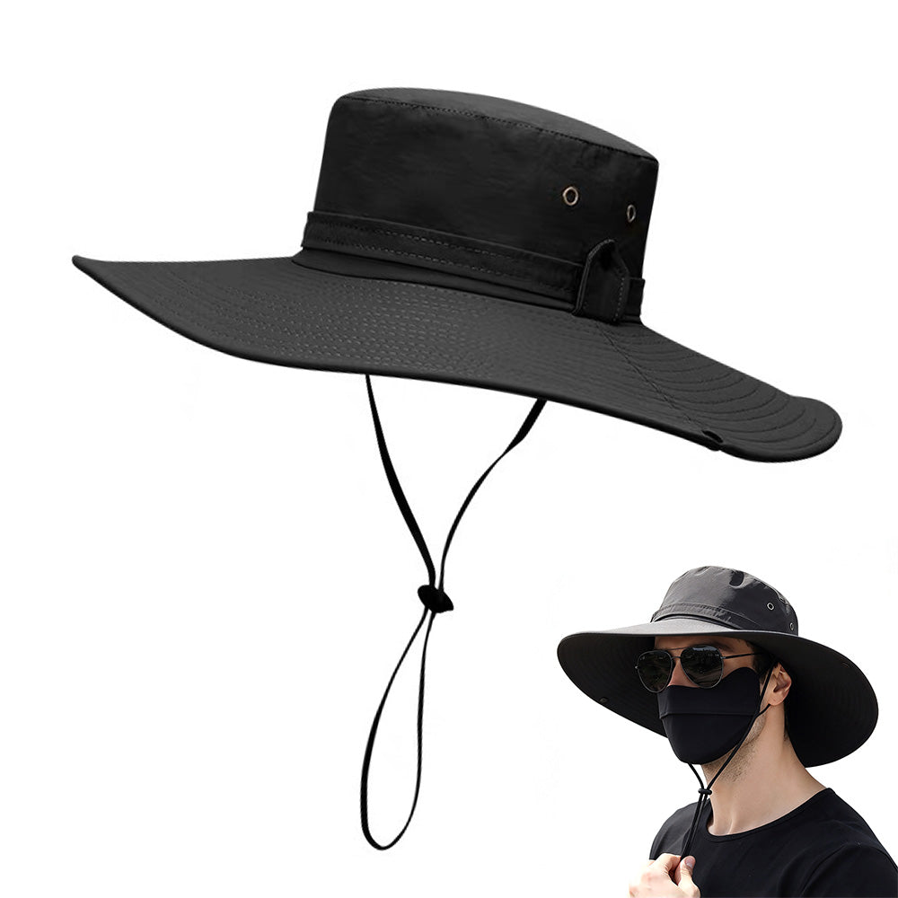Foldable Wide Brim UV Sun Hat with Wind Strap for Fishing and Hiking