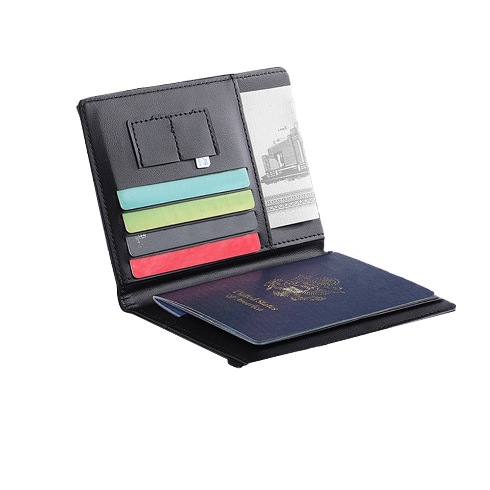 RFID Blocking Travel Passport Holder with Elastic Strap