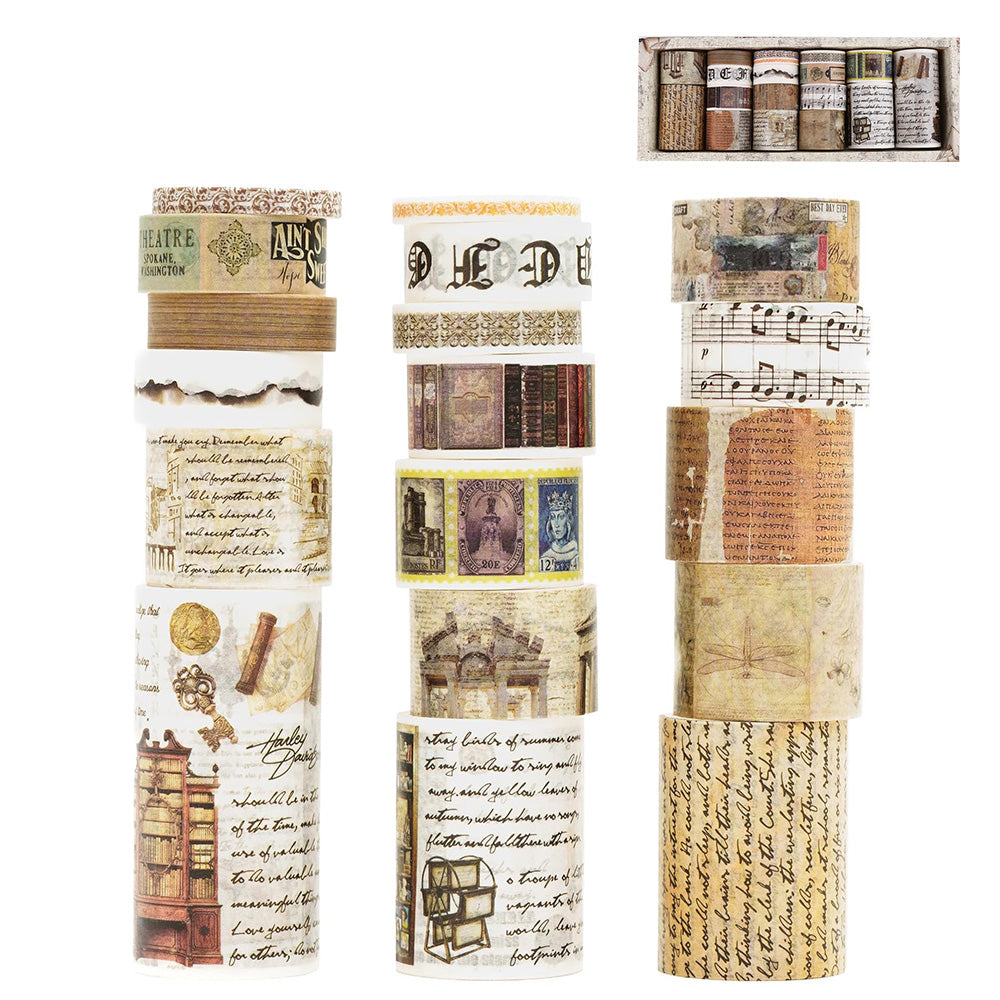 18 Rolls Vintage Washi Tape Set Writable Tapes for Scrapbooking Junk Journal supplies