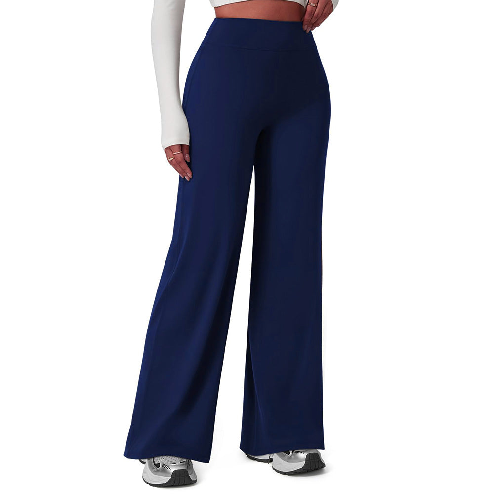 High-Waist Straight-Leg Micro-Flare Yoga Pants with Tummy Control for Workout-Navy