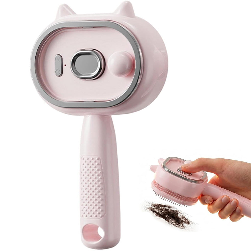 Electric Spray Hair Brush with Cat Ear Design and One Click Cleaning