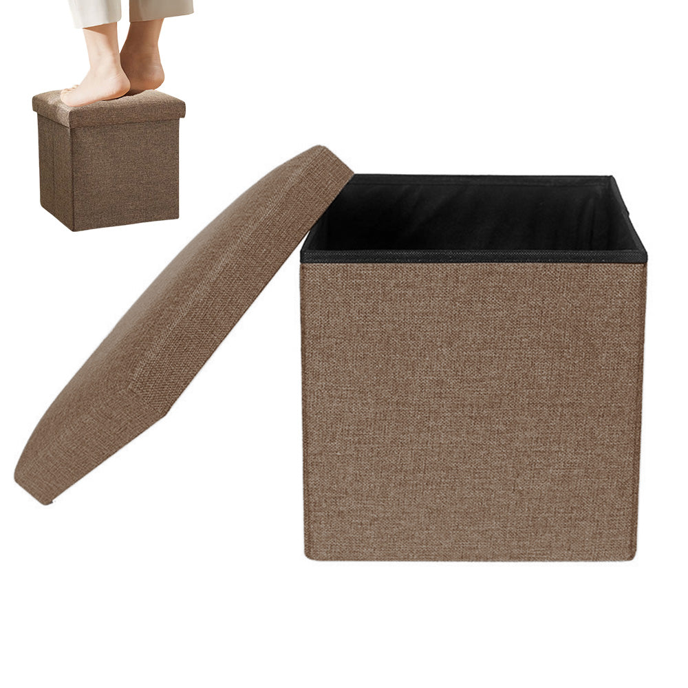 Foldable Storage Ottoman Shoe Bench with Thick Foam Lid-Coffee